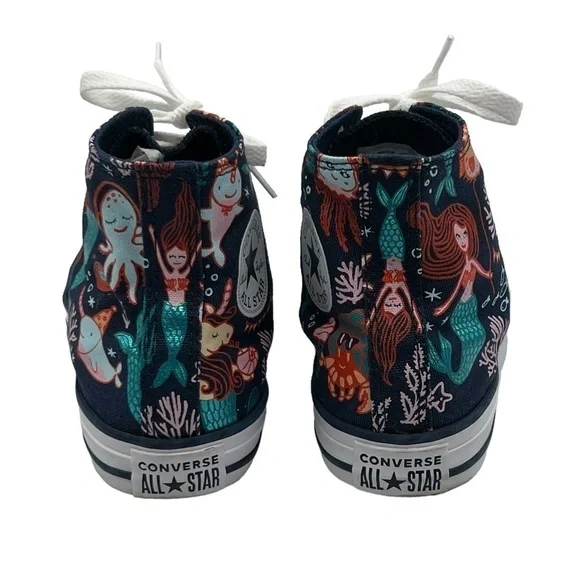 Converse Chuck Taylor Blue All Star Mermaid High Top Sneakers Size 3 Girl's - Picture 8 of 9